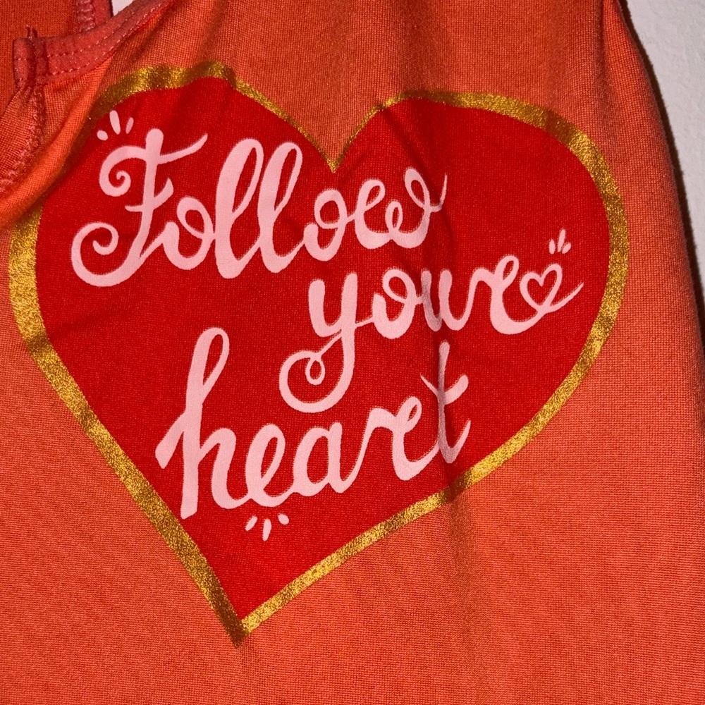 Vibrant Orange Tank Top with Heart Detail - Picture 2 of 6